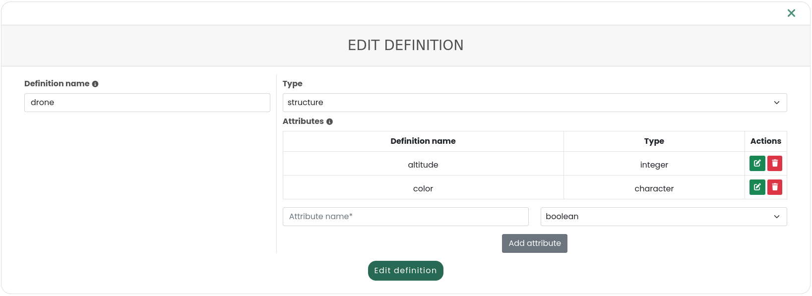 Structure definition contains elements defined with a type